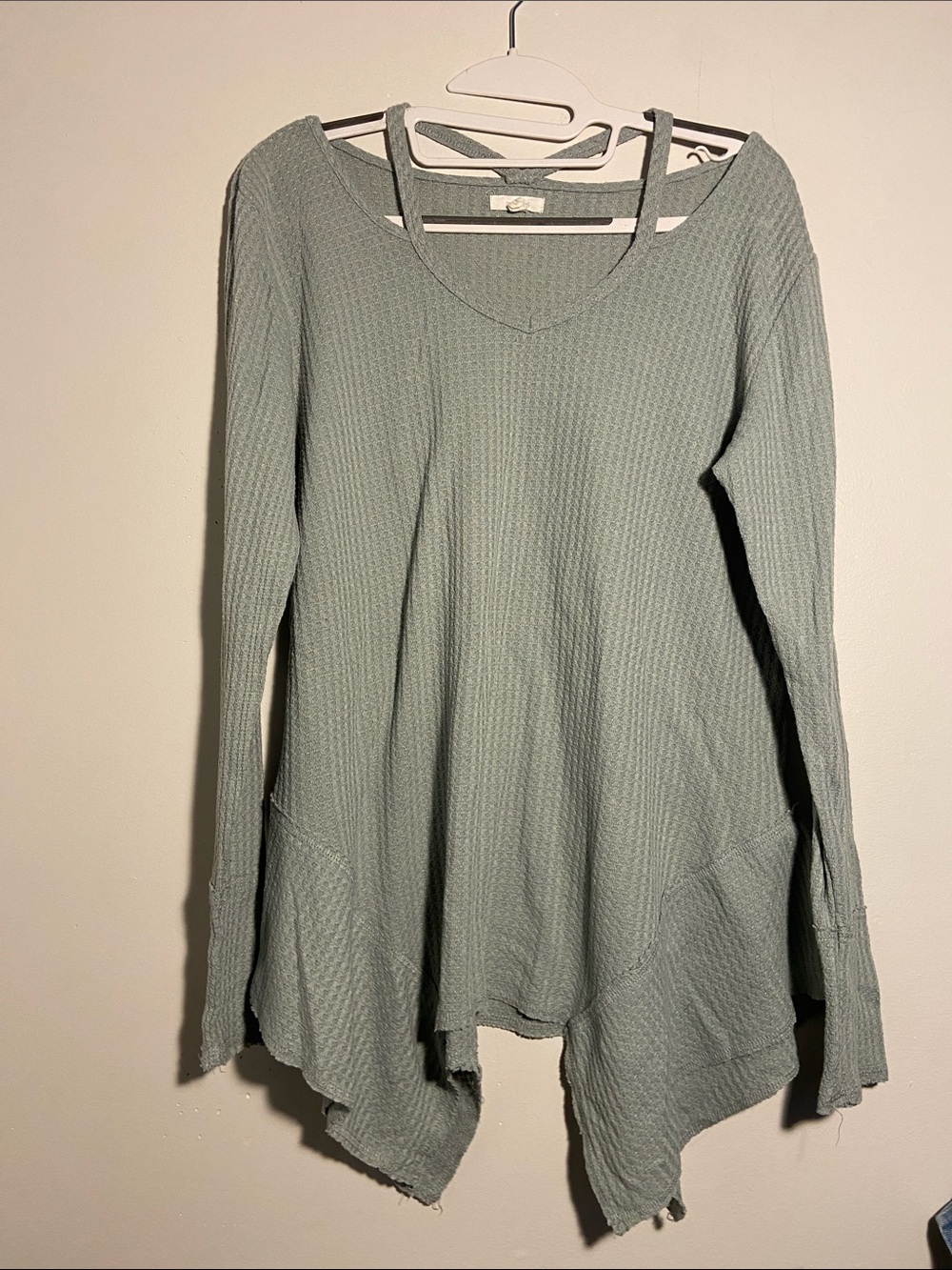 Maurices Light Sage Waffle Knit Long Sleeve Tunic